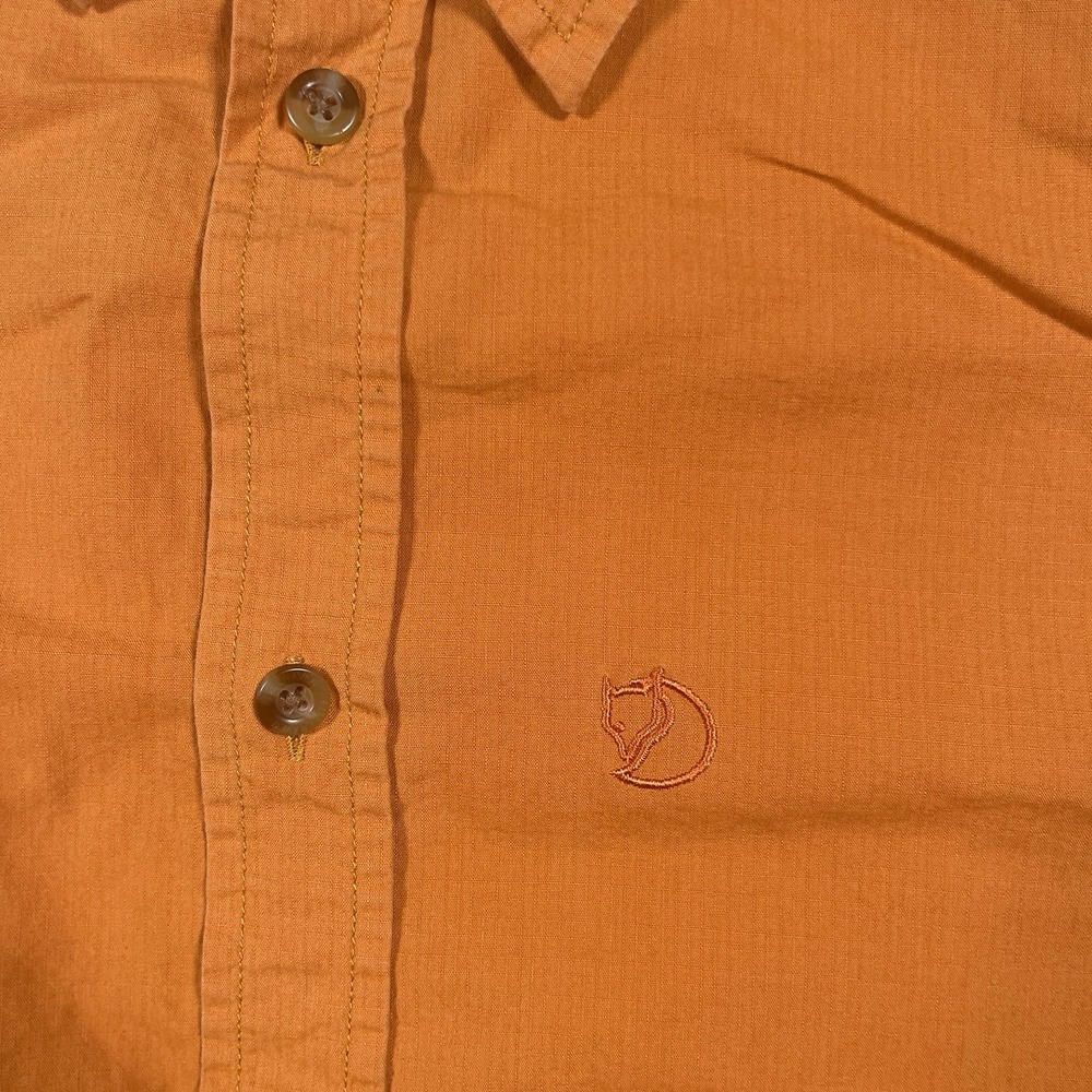 Fjallraven Ovik Lite Button‎ Short Sleeve Comfort Fit Shirt Mens Size M Orange - Picture 4 of 9